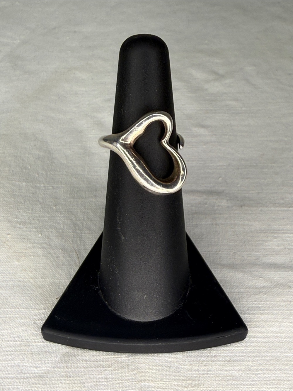 Tiffany & Co. Elsa Peretti Open Heart Sterling Silver Ring Size 5.5